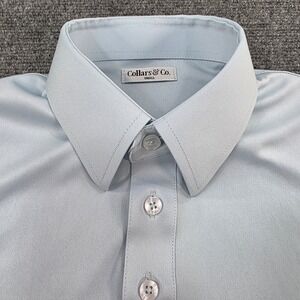 Men's Collars & Co. Dress Collar Polo Shirt Short Sleeve Small Blue‎